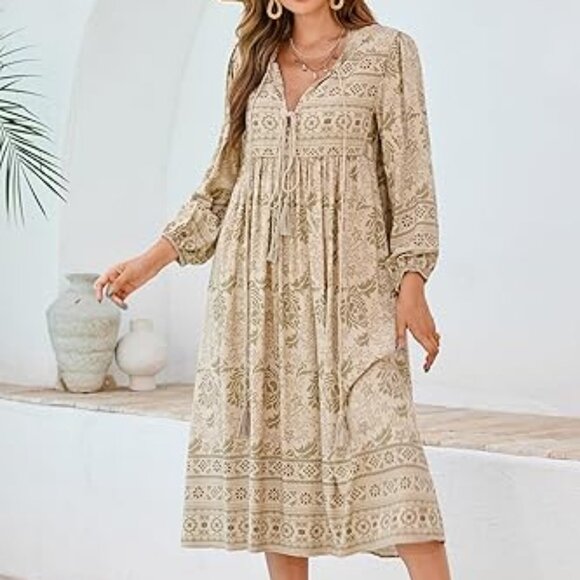 R. Vivimos Dresses & Skirts - R. Vivimos Slit Neck Tassel Dress